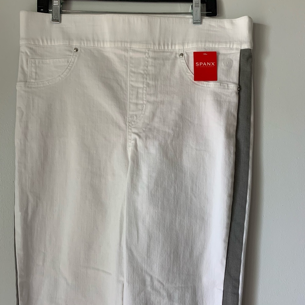 SPANX White Legging Grey Side Stripe Jegging Pant - Picture 3 of 6